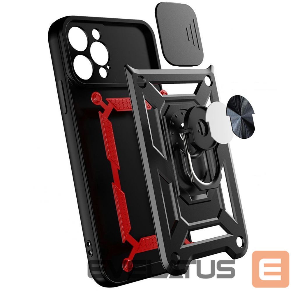 Nugarėlės dėklai Hurtel Hybrid Armor Camshield case for Vivo Y16 / Vivo Y02s armored case with camera cover black