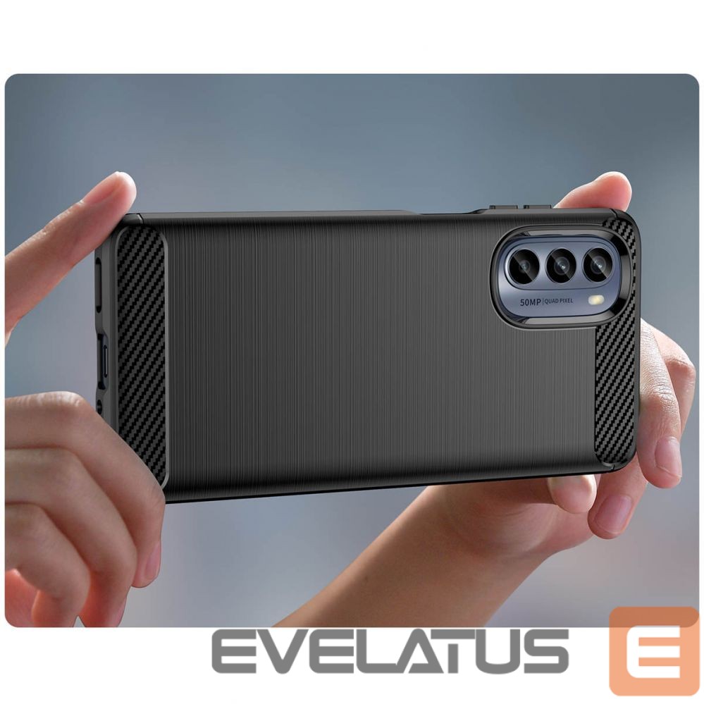 Nugarėlės dėklai Hurtel - Carbon Case for Motorola Moto G62 5G flexible silicone carbon cover black