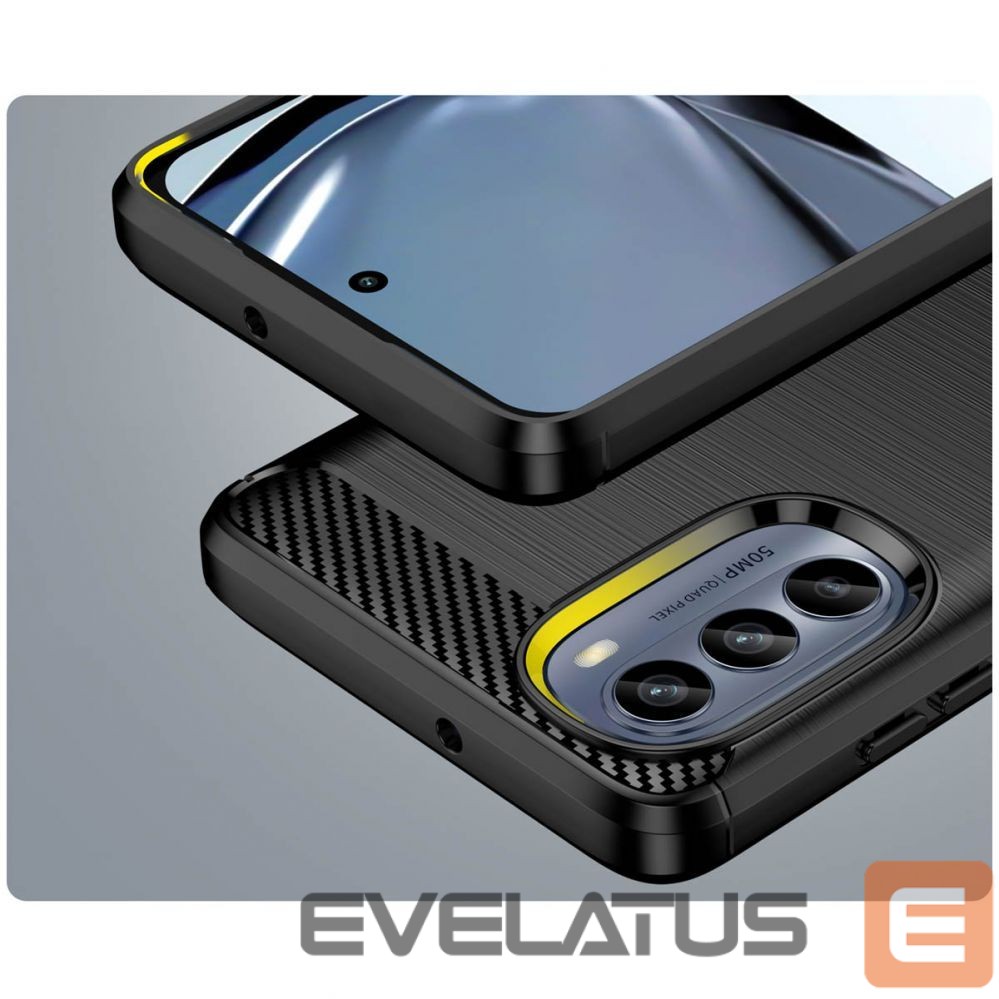 Nugarėlės dėklai Hurtel - Carbon Case for Motorola Moto G62 5G flexible silicone carbon cover black