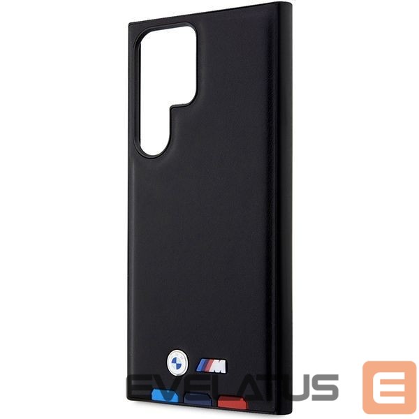 Nugarėlės dėklai BMW BMW BMHCS23L22PTDK S23 Ultra S918 black/black Leather Stamp Tricolor