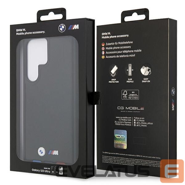 Nugarėlės dėklai BMW BMW BMHCS23L22PTDK S23 Ultra S918 black/black Leather Stamp Tricolor