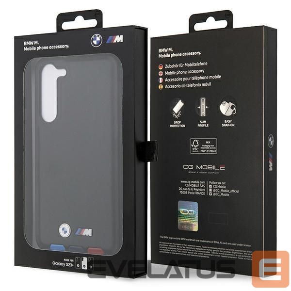 Nugarėlės dėklai BMW BMW BMHCS23M22PTDK S23+ S916 black/black Leather Stamp Tricolor