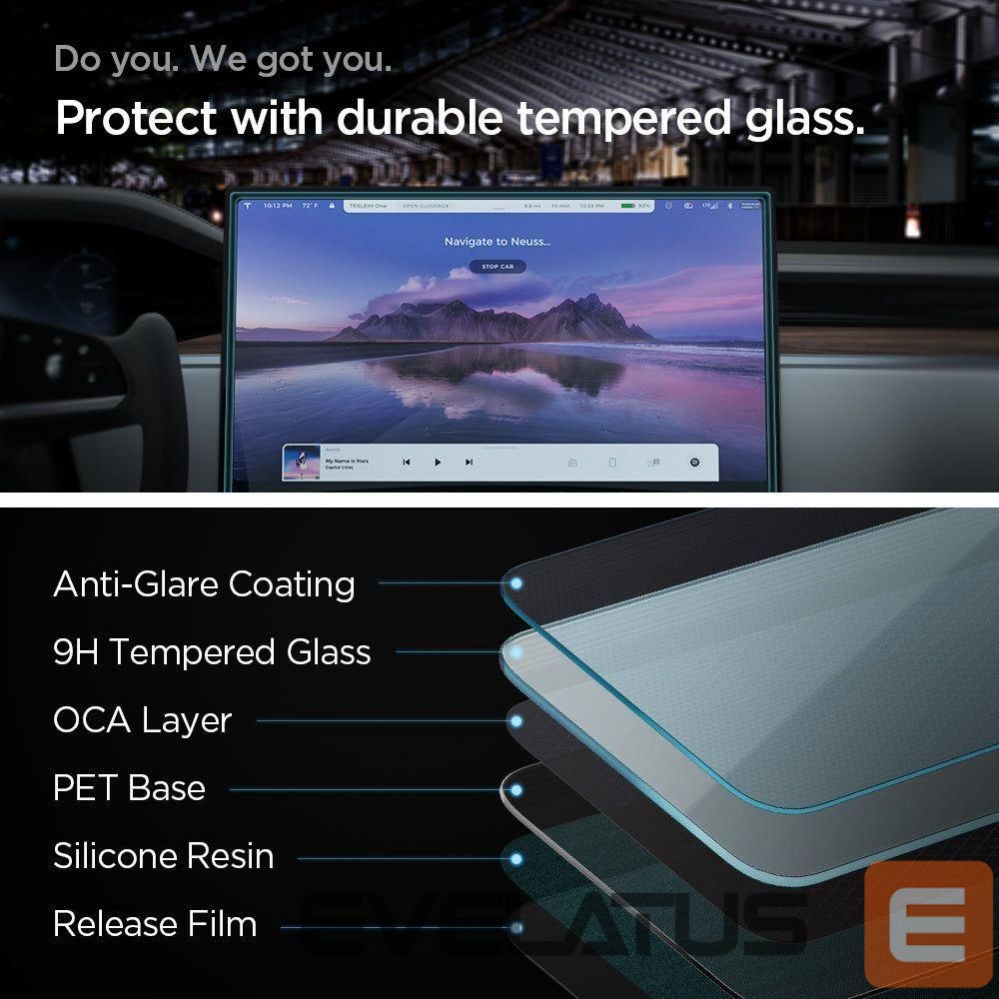 Apsauginiai stiklai Spigen Spigen Glas.tR EZ Fit Tempered Glass for Tesla Model X 2022 / Model S 2021 - Black