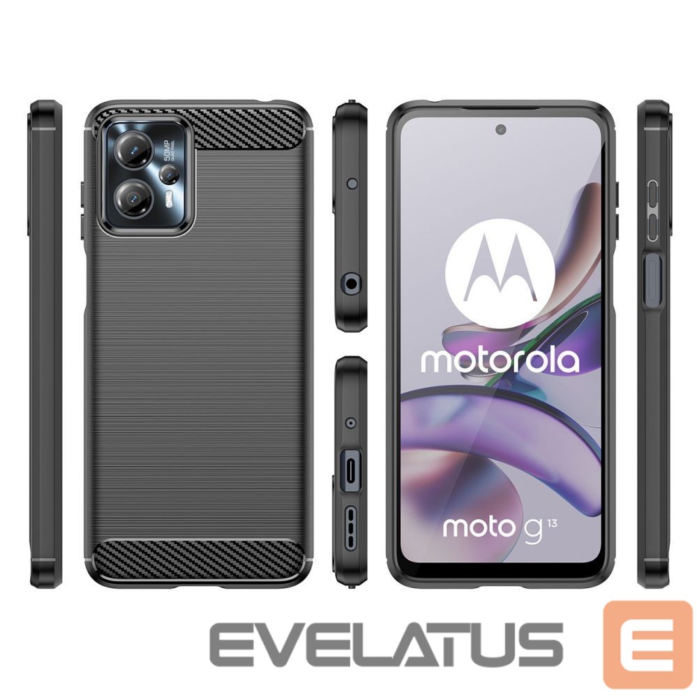 Nugarėlės dėklai Hurtel Carbon Case for Motorola Moto G13 flexible silicone carbon cover black