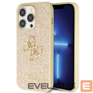 Nugarėlės dėklai Guess  Guess GUHCP14LHG4SGD case for iPhone 14 Pro - gold Glitter Script Big 4G 