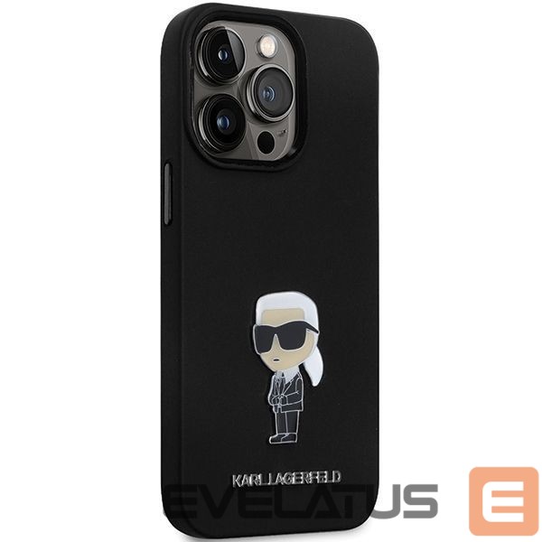 Nugarėlės dėklai Karl Lagerfeld Karl Lagerfeld KLHCP14XSMHKNPK case for iPhone 14 Pro Max 6.7" - black Silicone Ikonik Metal Pin