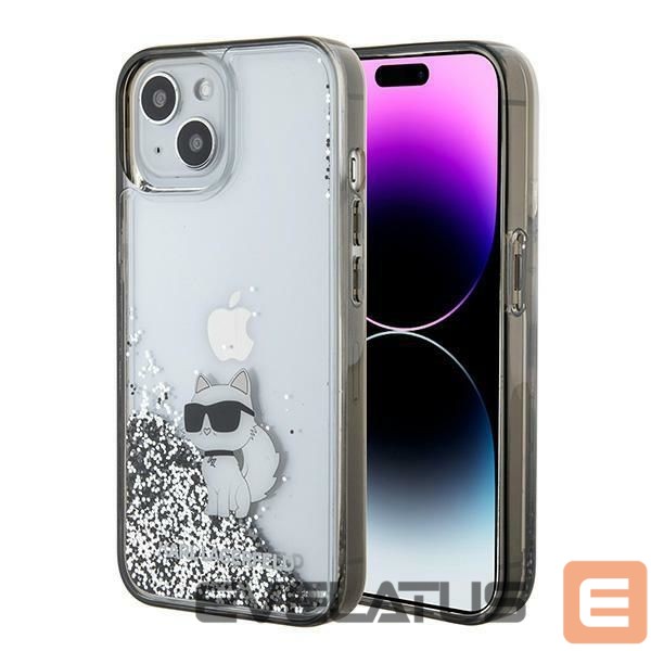 Nugarėlės dėklai Karl Lagerfeld Karl Lagerfeld Liquid Glitter Choupette case for iPhone 15 - transparent