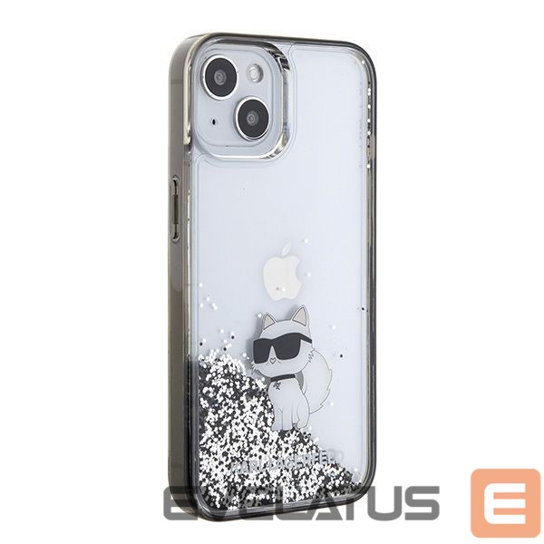 Nugarėlės dėklai Karl Lagerfeld Karl Lagerfeld Liquid Glitter Choupette case for iPhone 15 - transparent