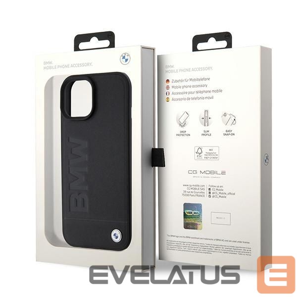 Nugarėlės dėklai BMW BMW BMHMP15SSLLBK iPhone 15 6.1" black/black Magsafe hardcase Signature Logo Imprint