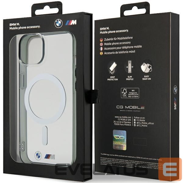 Nugarėlės dėklai BMW BMW Silver Ring MagSafe iPhone 15 Case - Clear
