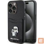 Nugarėlės dėklai Karl Lagerfeld  Karl Lagerfeld Saffiano Cardslot Karl&Choupette Metal Pin case for iPhone 15 Pro - black 