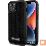 Nugarėlės dėklai Karl Lagerfeld  Karl Lagerfeld Rhinestone Logo Metal Plate case for iPhone 15 - black 