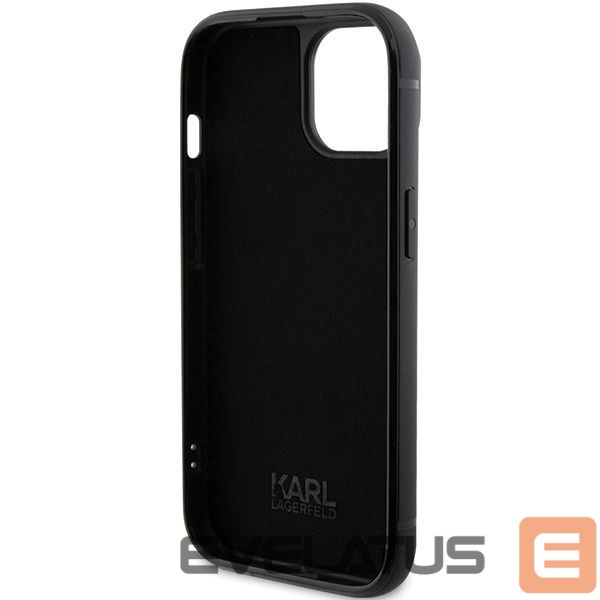 Nugarėlės dėklai Karl Lagerfeld Karl Lagerfeld Rhinestone Logo Metal Plate case for iPhone 15 - black