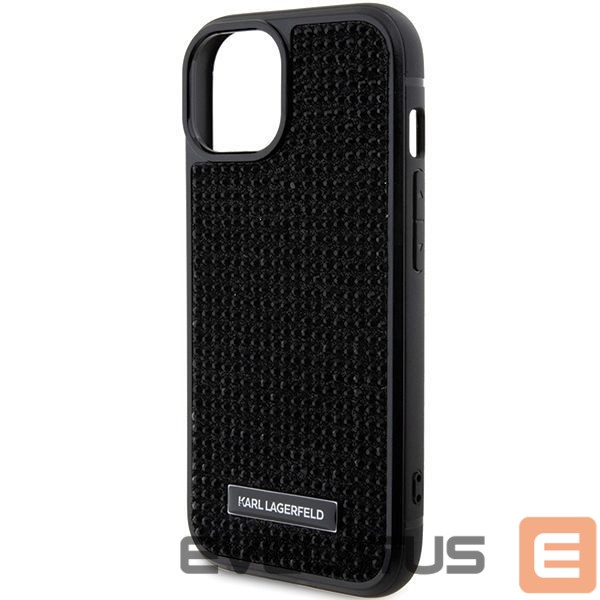 Nugarėlės dėklai Karl Lagerfeld Karl Lagerfeld Rhinestone Logo Metal Plate case for iPhone 15 - black