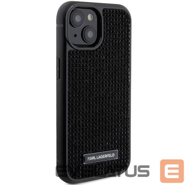 Nugarėlės dėklai Karl Lagerfeld Karl Lagerfeld Rhinestone Logo Metal Plate case for iPhone 15 - black