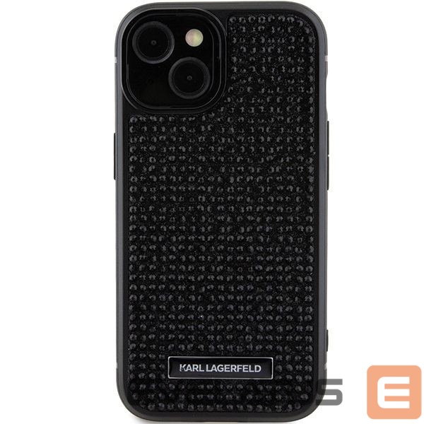 Nugarėlės dėklai Karl Lagerfeld Karl Lagerfeld Rhinestone Logo Metal Plate case for iPhone 15 - black