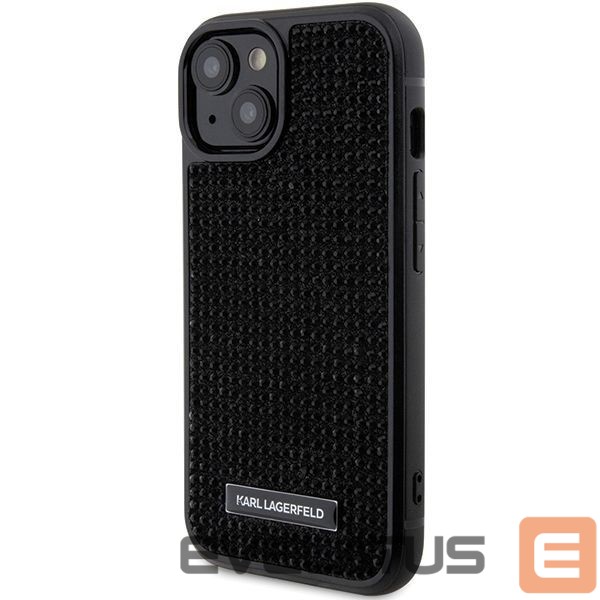 Nugarėlės dėklai Karl Lagerfeld Karl Lagerfeld Rhinestone Logo Metal Plate case for iPhone 15 - black