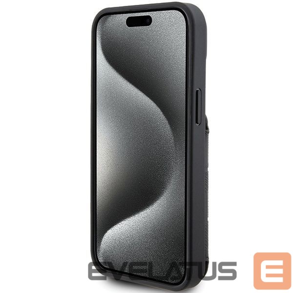 Nugarėlės dėklai Karl Lagerfeld Karl Lagerfeld Saffiano Cardslots and Stand Monogram Ikonik Patch case for iPhone 15 - black