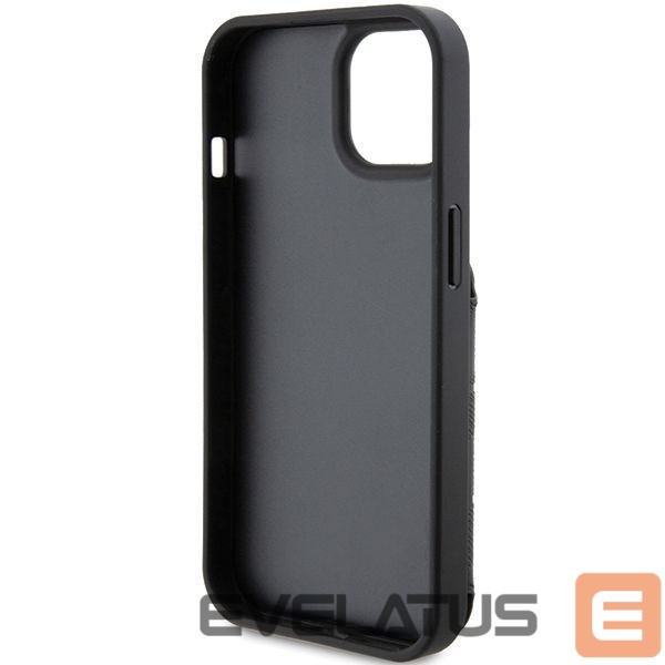 Nugarėlės dėklai Karl Lagerfeld Karl Lagerfeld Saffiano Cardslots and Stand Monogram Ikonik Patch case for iPhone 15 - black