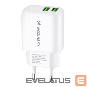 Adapteriai Wozinsky  Wozinsky CUWCW 2.4A 2 x USB-A Wall Charger - White 