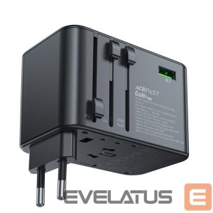 Adapteriai Acefast  Acefast Z1 GaN 75W PD travel charger adapter 3x USB-C 2x USB-A - black 