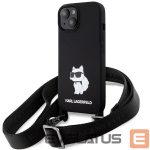 Nugarėlės dėklai Karl Lagerfeld  Karl Lagerfeld KLHCP15SSCBSCNK iPhone 15 6.1" hardcase black/black Crossbody Silicone Choupette 