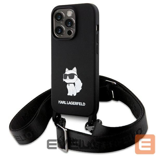 Nugarėlės dėklai Karl Lagerfeld Karl Lagerfeld KLHCP15XSCBSCNK iPhone 15 Pro Max 6.7" hardcase black/black Crossbody Silicone Choupette