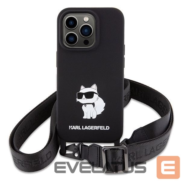 Nugarėlės dėklai Karl Lagerfeld Karl Lagerfeld KLHCP15XSCBSCNK iPhone 15 Pro Max 6.7" hardcase black/black Crossbody Silicone Choupette