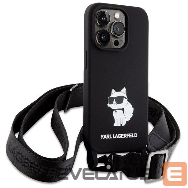 Nugarėlės dėklai Karl Lagerfeld Karl Lagerfeld KLHCP15XSCBSCNK iPhone 15 Pro Max 6.7" hardcase black/black Crossbody Silicone Choupette
