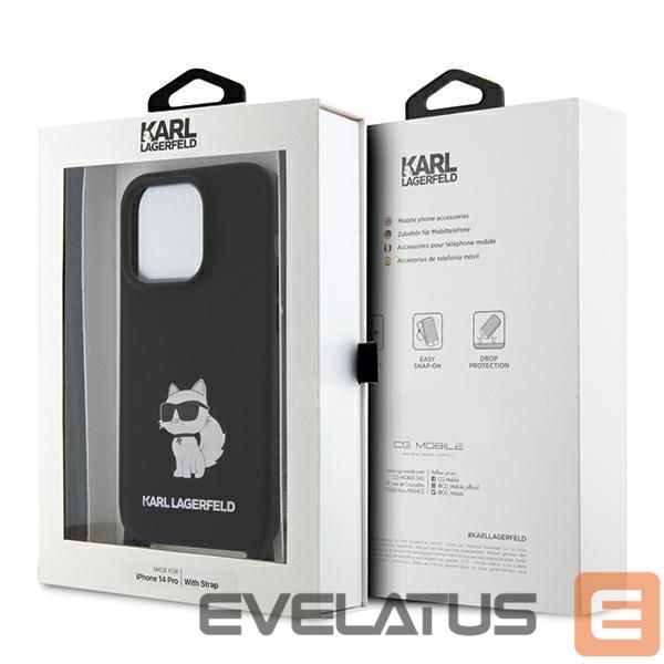 Nugarėlės dėklai Karl Lagerfeld Karl Lagerfeld KLHCP15XSCBSCNK iPhone 15 Pro Max 6.7" hardcase black/black Crossbody Silicone Choupette