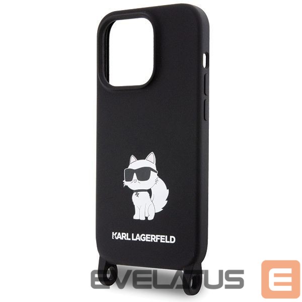 Nugarėlės dėklai Karl Lagerfeld Karl Lagerfeld KLHCP15XSCBSCNK iPhone 15 Pro Max 6.7" hardcase black/black Crossbody Silicone Choupette