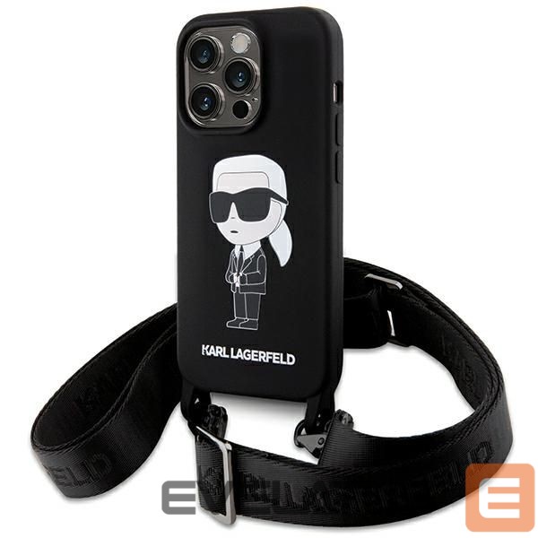 Nugarėlės dėklai Karl Lagerfeld Karl Lagerfeld KLHCP15XSCBSKNK iPhone 15 Pro Max 6.7" hardcase black/black Crossbody Silicone Ikonik