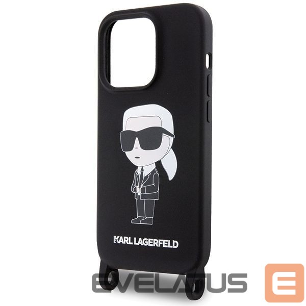 Nugarėlės dėklai Karl Lagerfeld Karl Lagerfeld KLHCP15XSCBSKNK iPhone 15 Pro Max 6.7" hardcase black/black Crossbody Silicone Ikonik