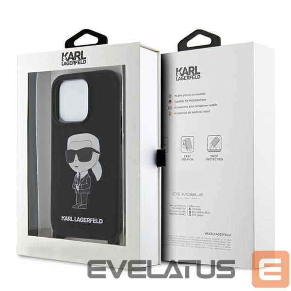 Nugarėlės dėklai Karl Lagerfeld Karl Lagerfeld KLHCP15XSCBSKNK iPhone 15 Pro Max 6.7" hardcase black/black Crossbody Silicone Ikonik