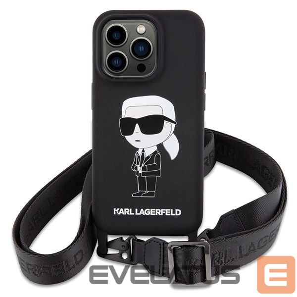 Nugarėlės dėklai Karl Lagerfeld Karl Lagerfeld KLHCP15XSCBSKNK iPhone 15 Pro Max 6.7" hardcase black/black Crossbody Silicone Ikonik