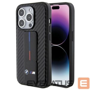 Nugarėlės dėklai BMW  BMW Grip Stand Smooth & Carbon case for iPhone 15 Pro - black 