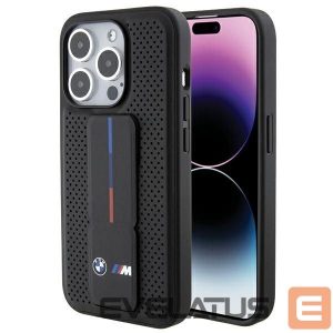 Nugarėlės dėklai BMW  BMW Grip Stand Smooth & Perforated case for iPhone 15 Pro - black 