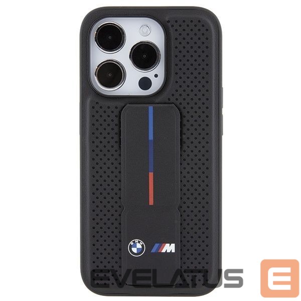 Nugarėlės dėklai BMW BMW Grip Stand Smooth & Perforated case for iPhone 15 Pro - black