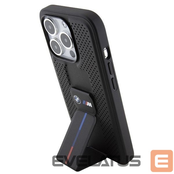 Nugarėlės dėklai BMW BMW Grip Stand Smooth & Perforated case for iPhone 15 Pro - black