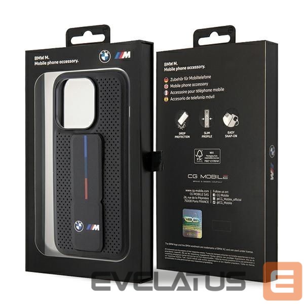 Nugarėlės dėklai BMW BMW Grip Stand Smooth & Perforated case for iPhone 15 Pro - black