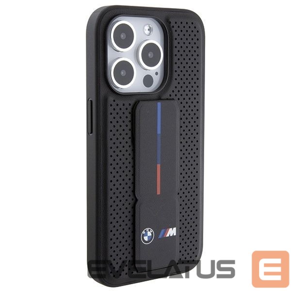 Nugarėlės dėklai BMW BMW Grip Stand Smooth & Perforated case for iPhone 15 Pro - black