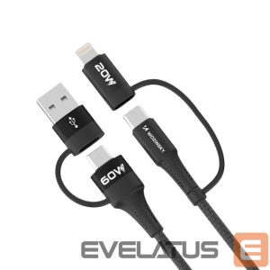 Kabelis Wozinsky  Wozinsky WNBAA 4in1 cable 2x USB-C 1x USB-A 1x Lightning 60W 1 m - black 