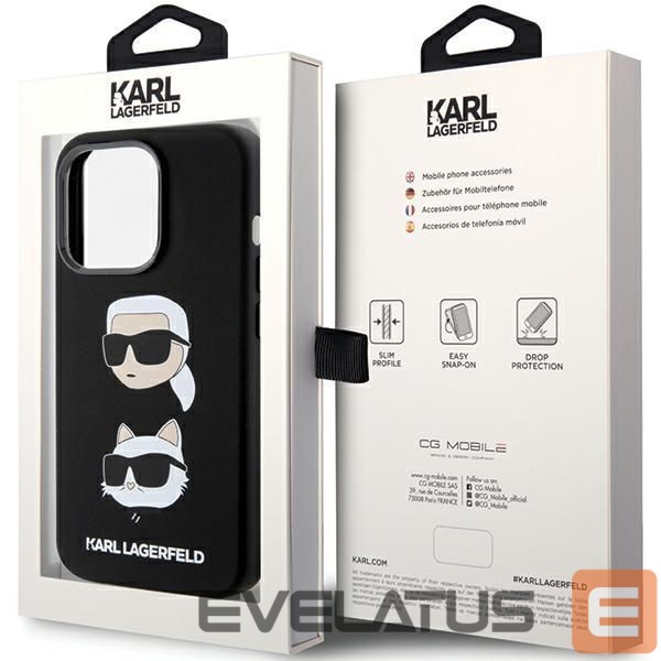 Nugarėlės dėklai Karl Lagerfeld Karl Lagerfeld Silicone Karl&Choupette Head case for iPhone 15 Pro Max - black