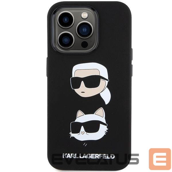 Nugarėlės dėklai Karl Lagerfeld Karl Lagerfeld Silicone Karl&Choupette Head case for iPhone 15 Pro Max - black