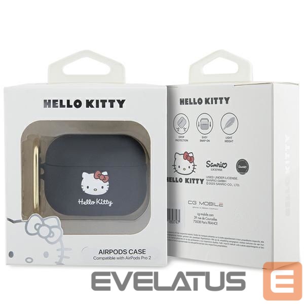 Kitas telefono priedas Hello Kitty Hello Kitty Silicone 3D Kitty Head Case for AirPods Pro 2 (2022/2023) - Black