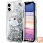 Nugarėlės dėklai Hello Kitty  Hello Kitty Liquid Glitter Charms Kitty Head Case for iPhone 11 / Xr - Silver 