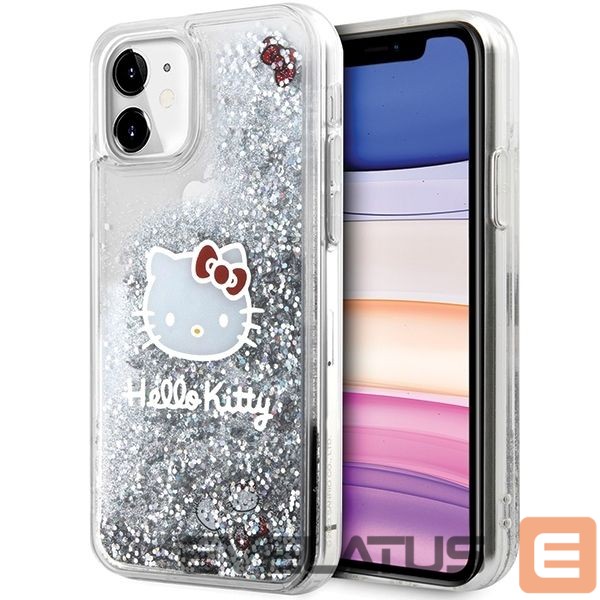 Nugarėlės dėklai Hello Kitty Hello Kitty Liquid Glitter Charms Kitty Head Case for iPhone 11 / Xr - Silver