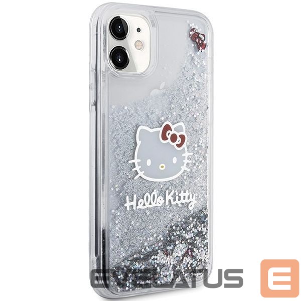 Nugarėlės dėklai Hello Kitty Hello Kitty Liquid Glitter Charms Kitty Head Case for iPhone 11 / Xr - Silver