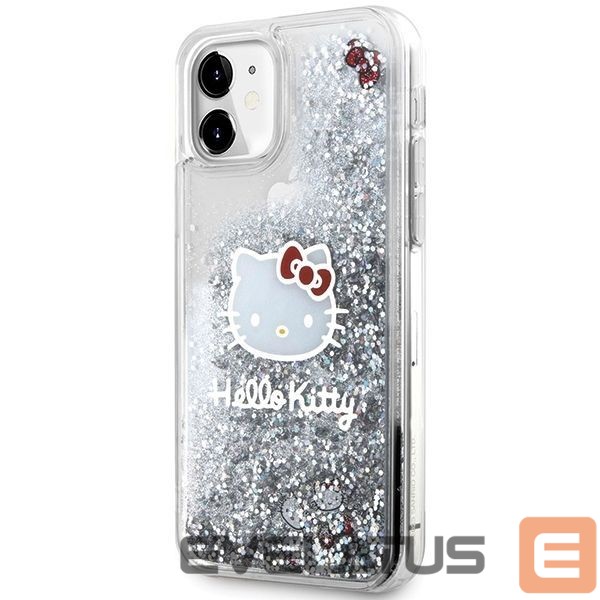 Nugarėlės dėklai Hello Kitty Hello Kitty Liquid Glitter Charms Kitty Head Case for iPhone 11 / Xr - Silver