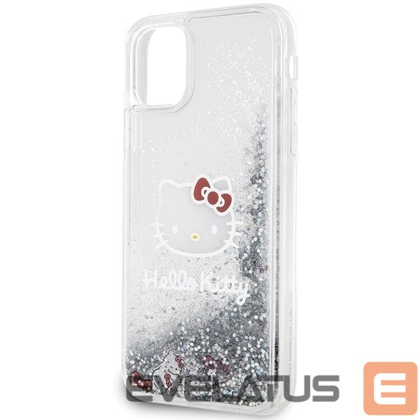 Nugarėlės dėklai Hello Kitty Hello Kitty Liquid Glitter Charms Kitty Head Case for iPhone 11 / Xr - Silver